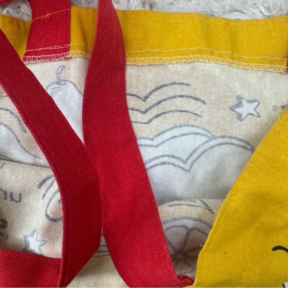 Trader Joe’s Waffle & Toast Yellow Tote Bag with Red Handles Reusable - Picture 6 of 9